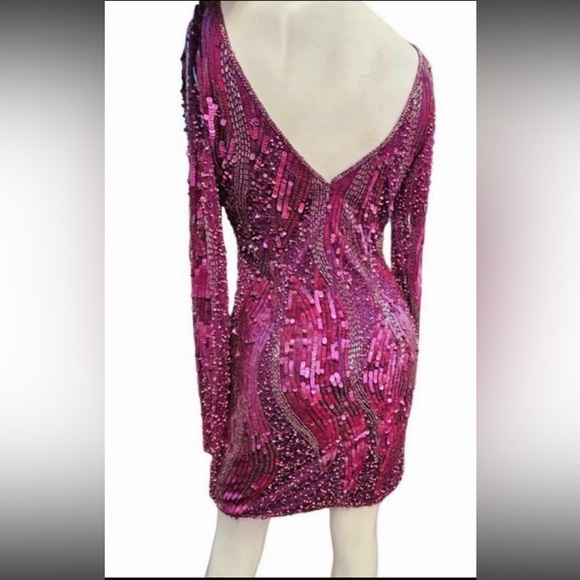 CACHE Cocktail Dress Purple Pink Sequined, Fully Lined, Size 6, NWT!! - Picture 3 of 14